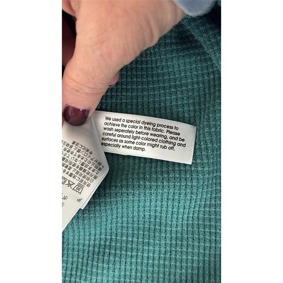 Eddie Bauer Waffle Knit Henley Shirt Thermal Top Womens XL Teal 90s Y2K Outdoor - Picture 8 of 11